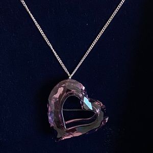 New Swarovski Purple Heart Crystal Necklace